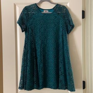 MuMu teal lace dress